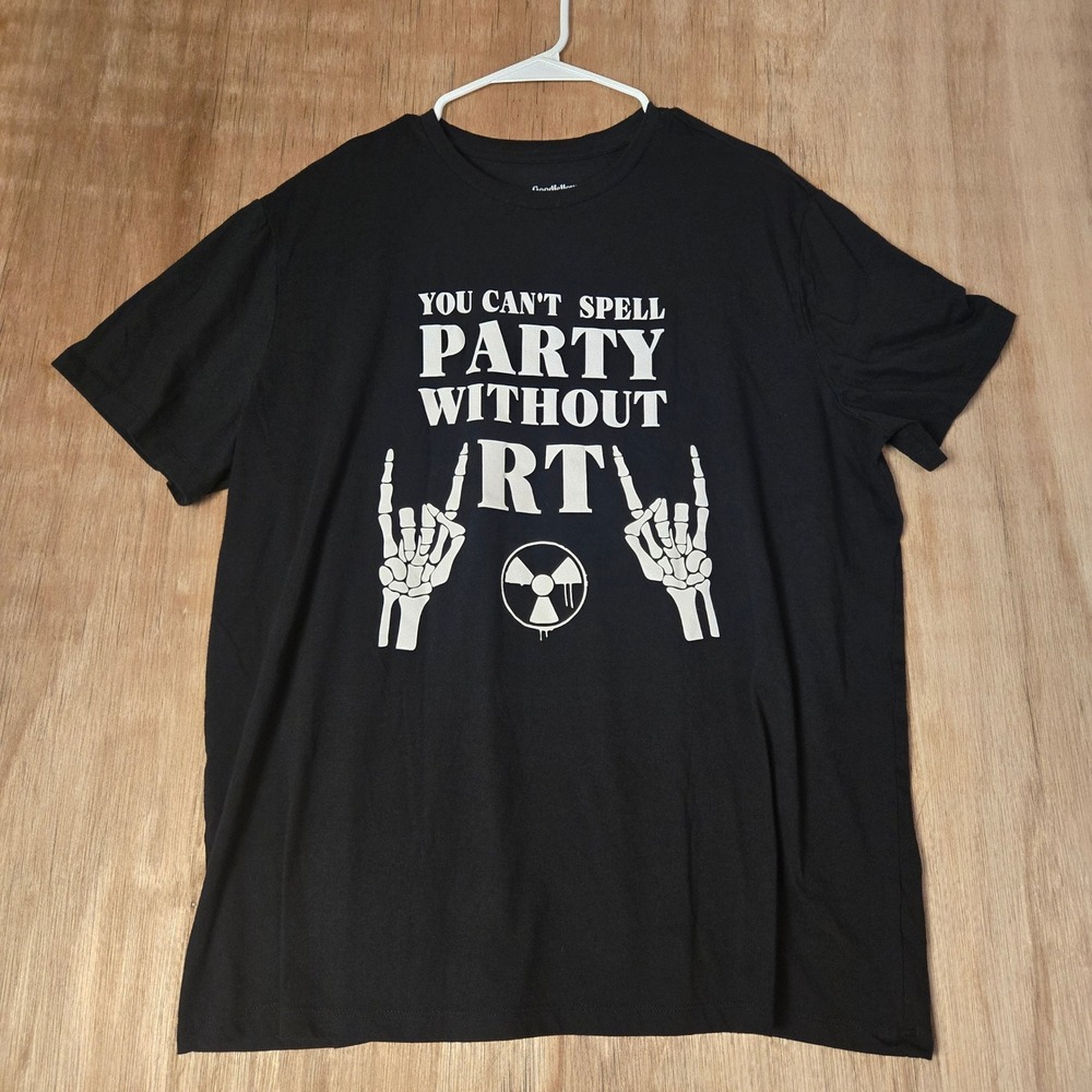 Mens XL Black Party Without RT Skeleton Shirt